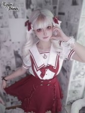 画像10: 【Puppet Bombs】Q165 ビジューボタンレースアップサス付きスカート【30％OFF】 (10)