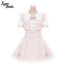 画像1: 【Puppet Bombs】【Last one】Q168レイヤード風パールチェーン付きワンピース【30％OFF】 (1)