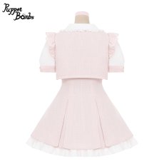 画像2: 【Puppet Bombs】【Last one】Q168レイヤード風パールチェーン付きワンピース【30％OFF】 (2)