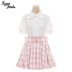 画像2: 【Puppet Bombs】Q171 ロゴ刺繍ボウタイブラウス【30％OFF】 (2)