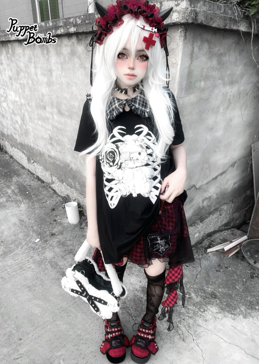 画像11: 【Puppet Bombs】QS72 スタッズクロスチャームチョーカー (11)