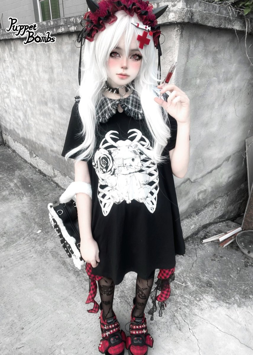 画像8: 【Puppet Bombs】QS72 スタッズクロスチャームチョーカー (8)