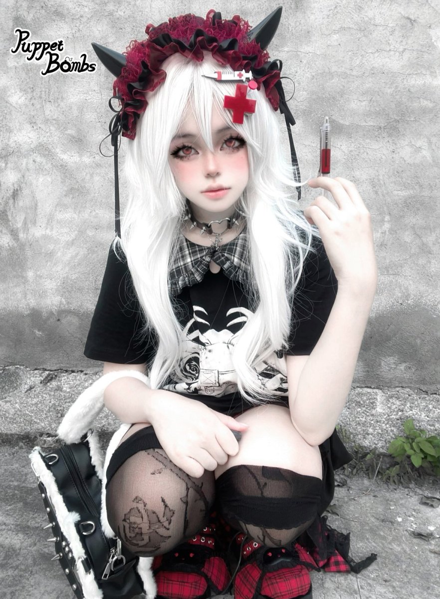 画像7: 【Puppet Bombs】QS72 スタッズクロスチャームチョーカー (7)