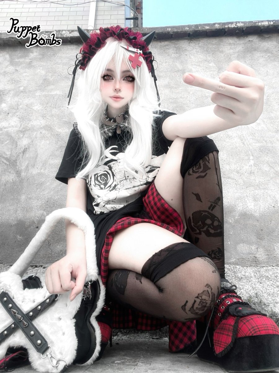 画像5: 【Puppet Bombs】QS72 スタッズクロスチャームチョーカー (5)