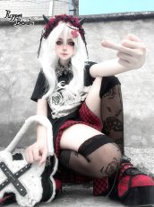 画像5: 【Puppet Bombs】QS72 スタッズクロスチャームチョーカー (5)