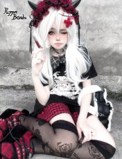 画像4: 【Puppet Bombs】QS72 スタッズクロスチャームチョーカー (4)