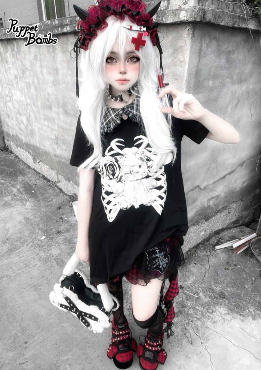 画像10: 【Puppet Bombs】QS72 スタッズクロスチャームチョーカー (10)