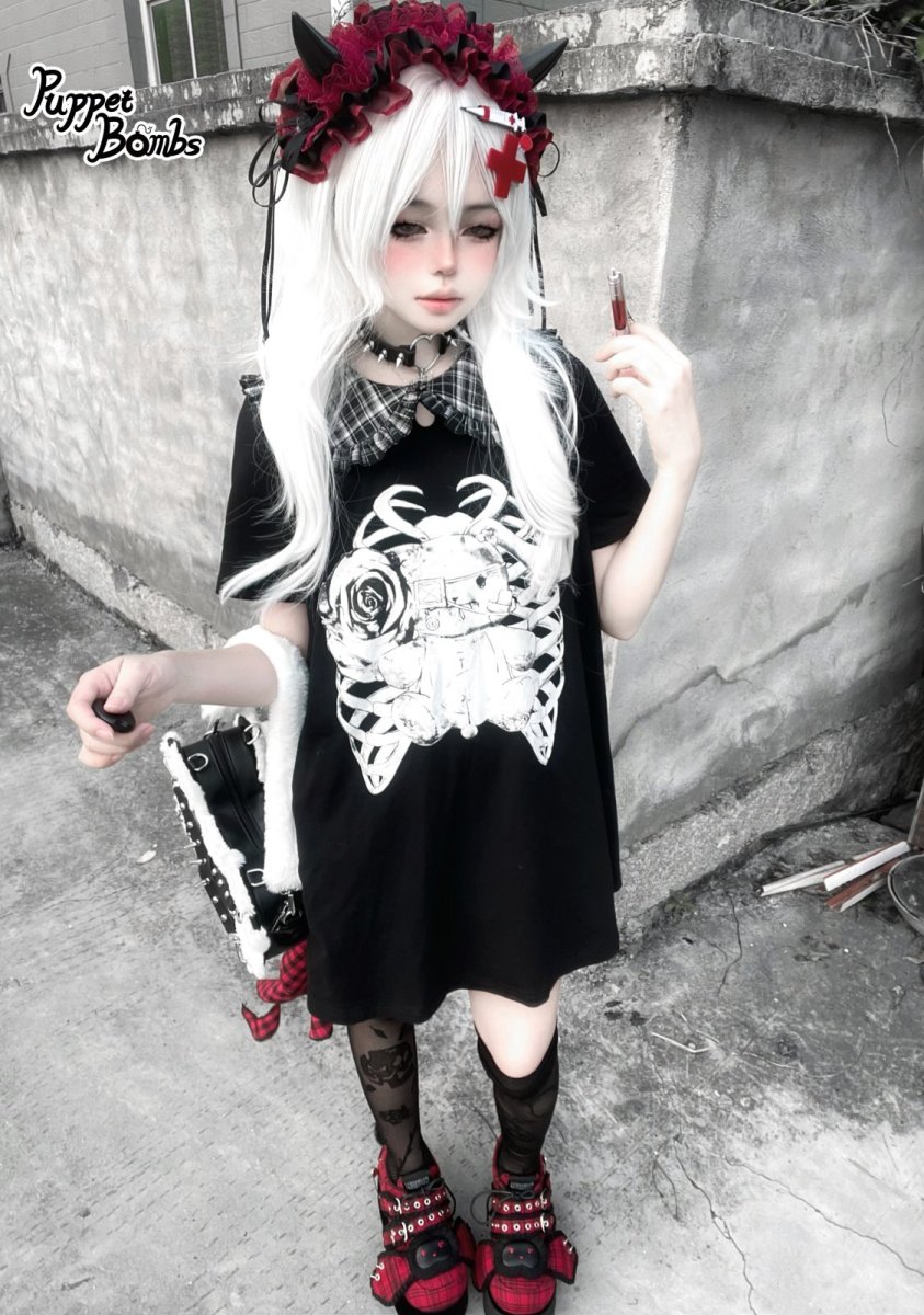 画像9: 【Puppet Bombs】QS72 スタッズクロスチャームチョーカー (9)