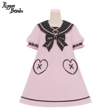 画像1: 【Puppet Bombs】Q178 ハートポケットセーラーワンピース【30％OFF】 (1)