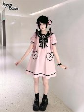 画像5: 【Puppet Bombs】Q178 ハートポケットセーラーワンピース【30％OFF】 (5)