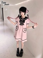 画像4: 【Puppet Bombs】Q178 ハートポケットセーラーワンピース【30％OFF】 (4)