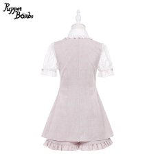 画像2: 【PuppetBombs】Q197 ヨーク切り替えレースパフ袖セットアップ【30％OFF】 (2)