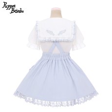 画像3: 【Puppet Bombs】Q128 ハートレースビジューリボンブローチ付きブラウス (3)