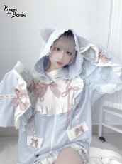 画像7: 【Puppet Bombs】Q20 はしごレースフレア袖猫耳パーカー (7)