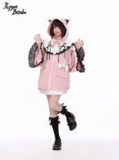 画像40: 【Puppet Bombs】Q20 はしごレースフレア袖猫耳パーカー (40)