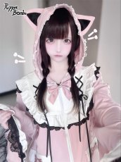 画像34: 【Puppet Bombs】Q20 はしごレースフレア袖猫耳パーカー (34)