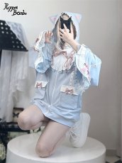 画像33: 【Puppet Bombs】Q20 はしごレースフレア袖猫耳パーカー (33)