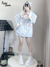 画像29: 【Puppet Bombs】Q20 はしごレースフレア袖猫耳パーカー (29)