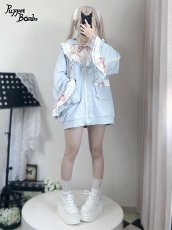 画像30: 【Puppet Bombs】Q20 はしごレースフレア袖猫耳パーカー (30)