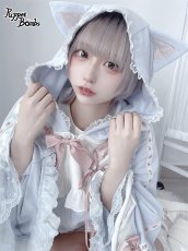 画像8: 【Puppet Bombs】Q20 はしごレースフレア袖猫耳パーカー (8)