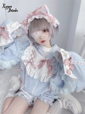 画像6: 【Puppet Bombs】Q20 はしごレースフレア袖猫耳パーカー (6)