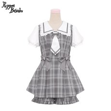 画像3: 【Puppet Bombs】Q200レースケープ付き探偵チェックセットアップ【30％OFF】 (3)