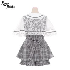 画像2: 【Puppet Bombs】Q200レースケープ付き探偵チェックセットアップ【30％OFF】 (2)