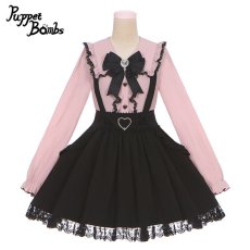 画像6: 【Puppet Bombs】Q2 ハートパールモチーフサス付きスカート (6)