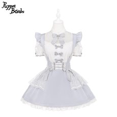 画像2: 【PuppetBombs】Q207 デコルテレーシーパフ袖チャイナトップス (2)