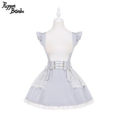 画像1: 【PuppetBombs】Q208 レーシーティアードサス付きスカート (1)