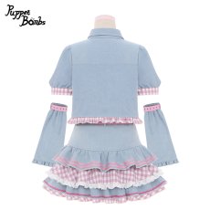 画像3: 【PuppetBombs】Q222 ハートデニムガールトップス【30%OFF】 (3)