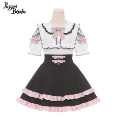 画像2: 【Puppet Bombs】Q276 ショルダーレース切り替えトップス【30％OFF】 (2)