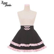 画像1: 【Puppet Bombs】Q277 ダブルリボンベルトデザインフレアスカート【30％OFF】 (1)