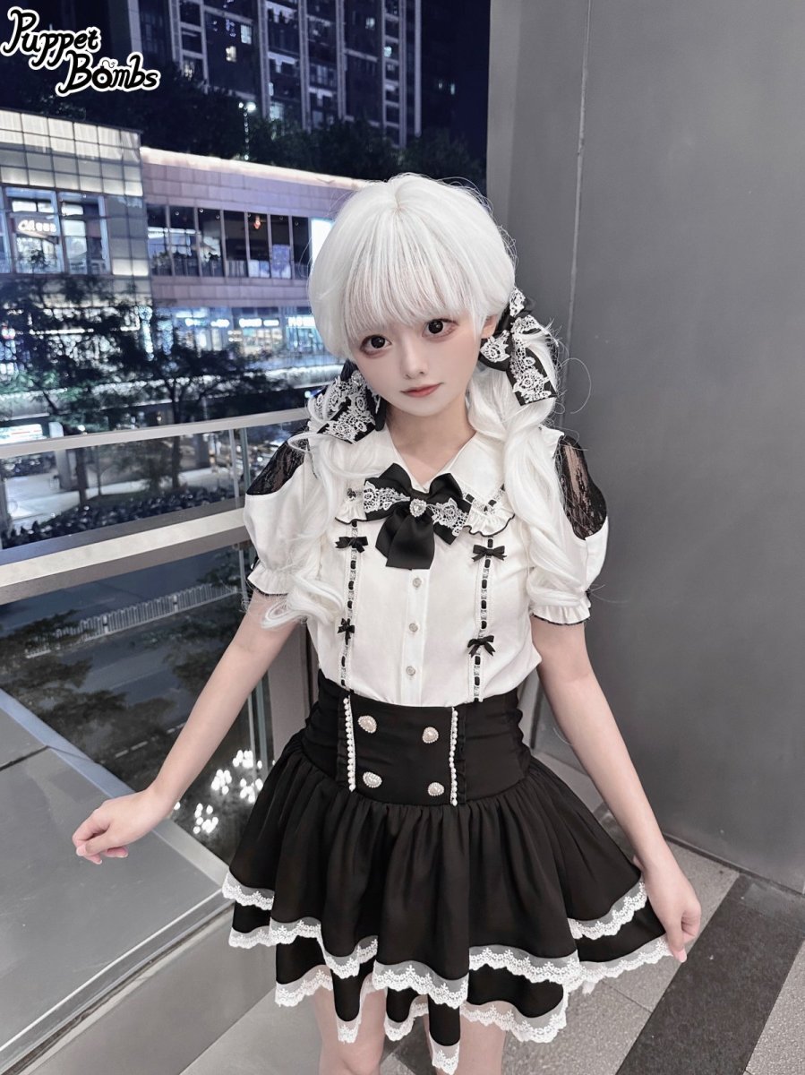 画像7: 【PuppetBombs】Q279 はしごレースパフ袖ブラウス (7)