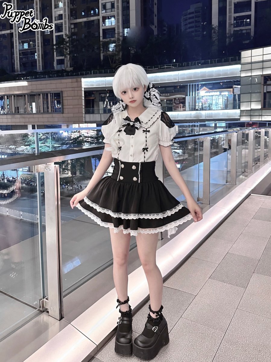 画像5: 【Puppet Bombs】QS113 レース使いビジューリボンヘアクリップ (5)