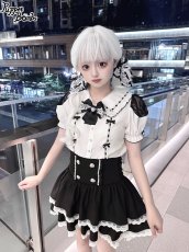 画像9: 【PuppetBombs】Q279 はしごレースパフ袖ブラウス (9)