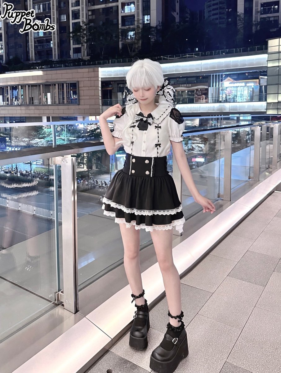 画像7: 【Puppet Bombs】QS113 レース使いビジューリボンヘアクリップ (7)