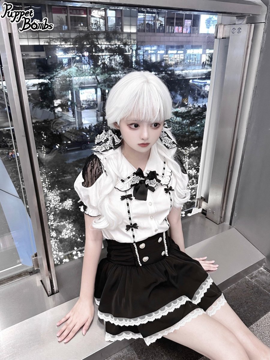 画像15: 【PuppetBombs】Q279 はしごレースパフ袖ブラウス (15)