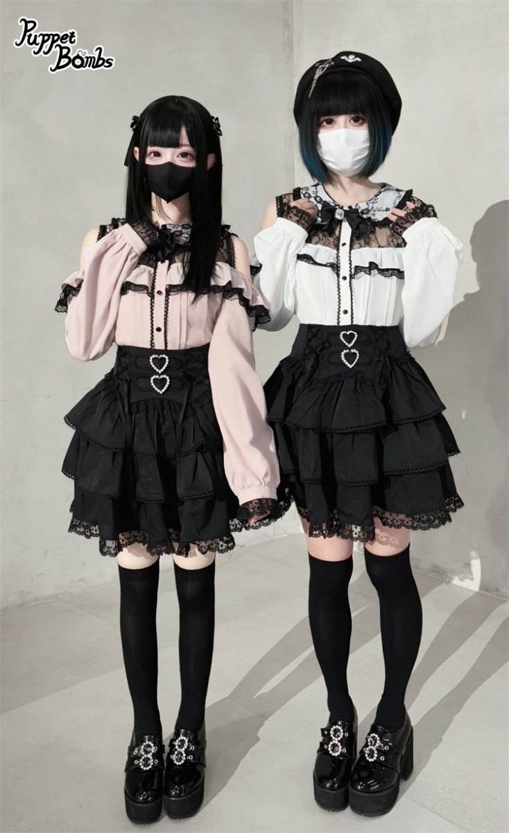 画像36: 【PuppetBombs】Q282 ダブルハートコルセット風ティアードスカパン (36)