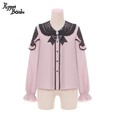 画像1: 【PuppetBombs】Q283レース切り替えハートボタンブラウス【本店・通販限定】【30%OFF】 (1)
