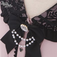 画像2: 【PuppetBombs】Q283レース切り替えハートボタンブラウス【本店・通販限定】【30%OFF】 (2)