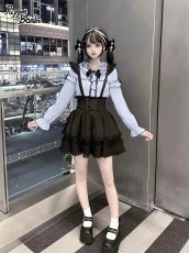 画像10: 【Last one】【PuppetBombs】Q298 フリルレース重ね襟ブラウス (10)