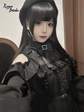 画像15: 【PuppetBombs】Q302 オープンショルダープリーツロングワンピース (15)