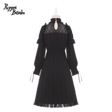 画像2: 【PuppetBombs】Q302 オープンショルダープリーツロングワンピース (2)