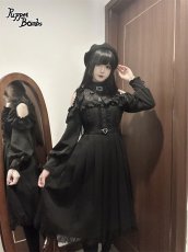 画像20: 【PuppetBombs】Q302 オープンショルダープリーツロングワンピース (20)