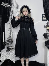 画像6: 【PuppetBombs】Q302 オープンショルダープリーツロングワンピース (6)