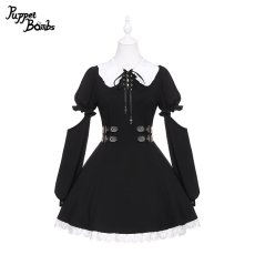 画像2: 【PuppetBombs】Q303 2Wayお袖ベルトデザインワンピース【30%OFF】 (2)