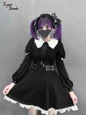 画像12: 【PuppetBombs】QS156 ロゴプリントリボンビジューヘアクリップセット (12)