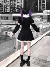 画像11: 【PuppetBombs】QS156 ロゴプリントリボンビジューヘアクリップセット (11)