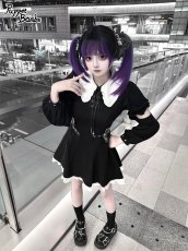 画像4: 【PuppetBombs】QS156 ロゴプリントリボンビジューヘアクリップセット (4)